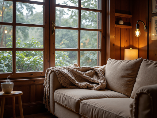 休闲区，舒适沙发，茶几摆放，书籍杂志，柔和灯光，安静阅读环境，温馨氛围